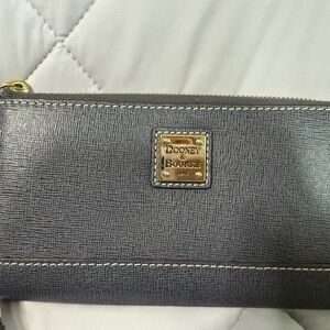 Dooney & Bourke Charcoal Wristlet with Gold Details